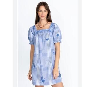 Johnny Was Blue MARBELLA SQUARE NECK PARK DRESS